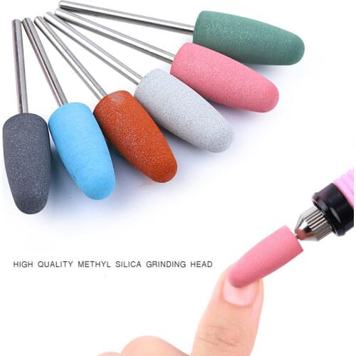 6Pcs Nail Art Drill Bits Pink Blue Black Grey Color Mix Shape Special Grinding Head For Grinder Nails Accessories