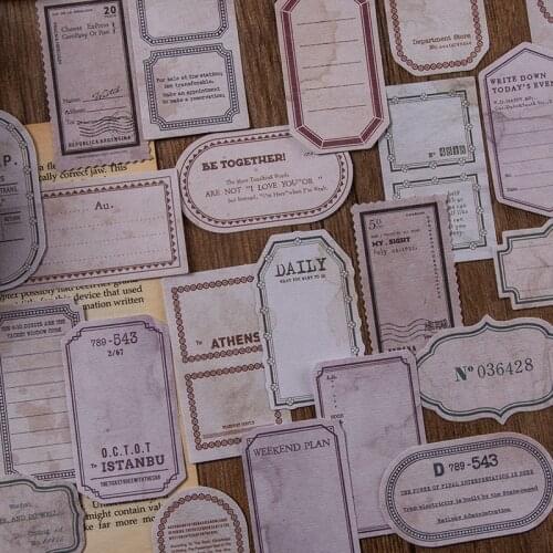50Pcs/Box Tag Fragments Material Paper Junk Journal Planner Craft Paper Scrapbooking Vintage Decorative DIY Craft Photo Albums