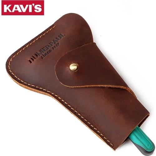 Quality Genuine Leather Safety Razor Case Travel Cowhide Leather Shaver Protector Soft Carrying Cover Bag Portable For Men