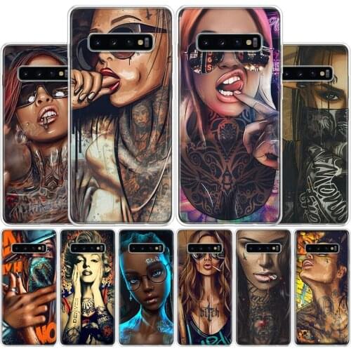 Sexy Sleeve Tattoo Girl Cover Phone Case For Samsung Galaxy S10 S20 Ultra Note 10 9 8 S9 S8 Plus Pro Lite S7 S6 J4 J6 J8 + Coque