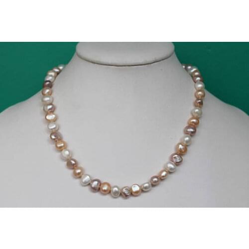 Elegant Genuine Pearl Jewellery,White Pink Mauve Baroque Genuine Freshwater Pear Necklace,Fashion Woman Necklace