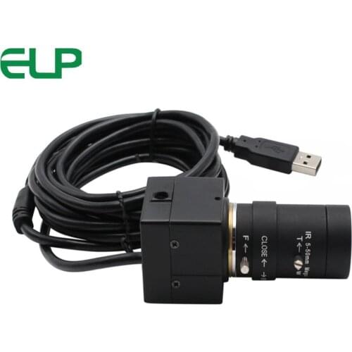 ELP 1 megapixel HD 720P monochrome global shutter usb camera with 2.8-12mm lens