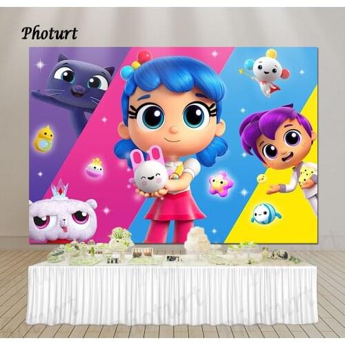 PHOTURT True and Rainbow Kingdom Backdrop Birthday Party Photography Banner Toy Dolly Photo Background Pink Vinyl Decorate Props