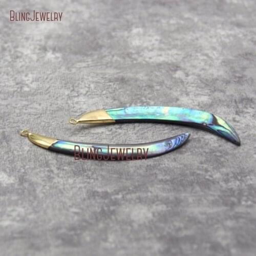 Abalone Shell Pendant Gold Dipped Crescent Moon Pendant Approx70x8mm PM28205