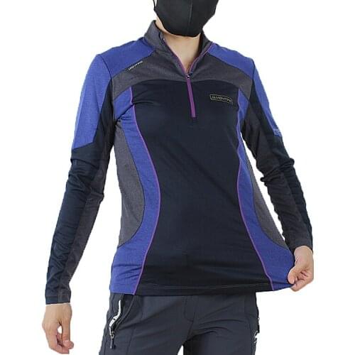 Women`s Quick-dry sweat absorption breathable elastic long sleeve slim hiking t-shirt ladies spring autumn MTB cycling Jerseys