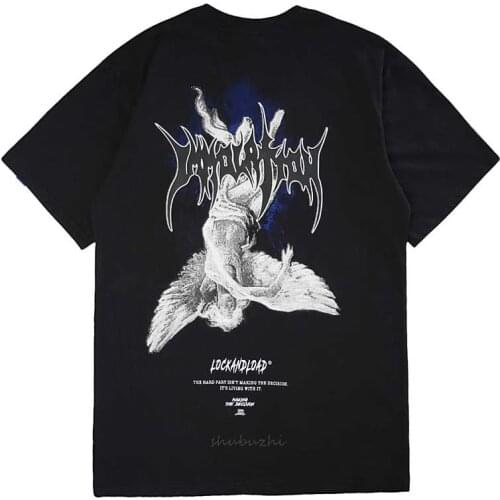Harajuku T-shirt Summer cotton Print Fallen Angel loose tshirt Streetwear Short Sleeve O neck Women Hip Hop casual Funny Tops