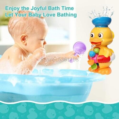 Baby Shower Bath Toys Cute Yellow Duck Waterwheel Bathroom Toys Baby Faucet Bathing Water Spray Tool Duck Toys for Children