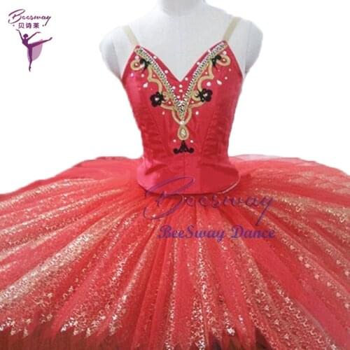 Red classical ballet tutu dress Don Quixote variation ballet tutus skirt