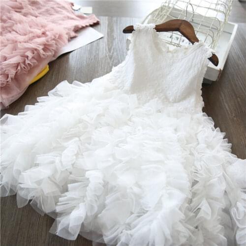 Summer Kids Dresses For Girls Tutu Fluffy Cake Smash Dress Elegant Princess Party Wedding Dress Girl Birthday Clothing 3 8Y