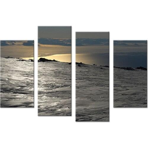 Hot Sells 4 Panels Sunset of Glacier Painting Canvas Wall Art Picture Home Decoration Living Room Print On Canvas