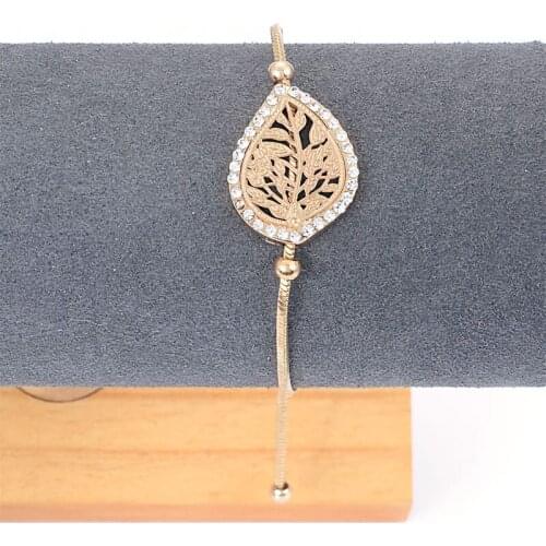 Miasol New Fashion Adjustable Crystal Leaf Charm Bracelets For Women Pulseras Mujer Wedding Femme Party Jewelry Friend Gift