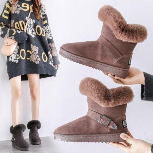 Fashion Winter Boots Warm Plush Fur Snow Boots Slip On Platform Shoes Flock Furry Shoes Female New Ankle Boots Big Size