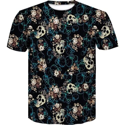 Summer hot sale new 3D sexy beauty skull T-shirt punk rock style T-shirt male printing casual T-shirt round neck short-sleeved s
