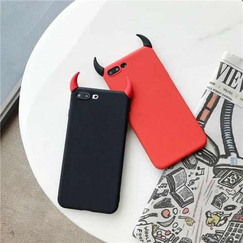 Soft Case Ox Devil Horns Demon Angle Cover for Samsung Galaxy A3 A5 A7 2018 A6 A8 Plus A9 J4 J6 J3 J5 J7 J8 2017 2016 J2 Prime