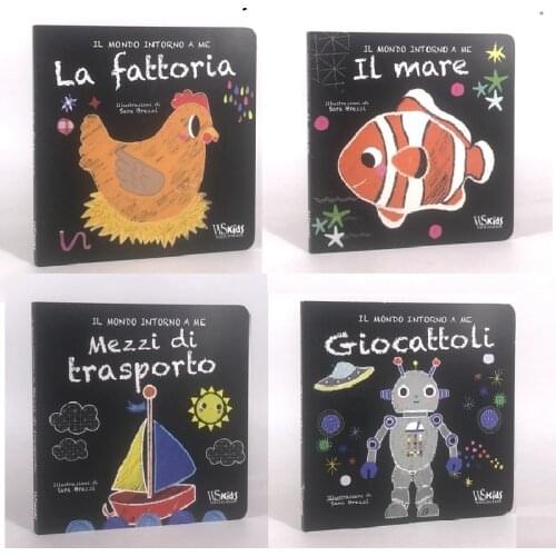 Random 2 Books Parent Child Kids Toddler Baby Italian Book Early Education Cute Picture Word Knowledge Cardboard Libros Age 0-3