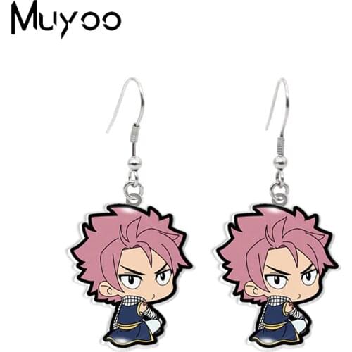 New Kawaii Style Anime Icons Acrylic Resin Fairy Tail Anime Characters Print Handmade Acrylic Epoxy Fish Hook Earrings Gifts
