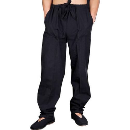 New Mens Martial Arts Shaolin Combat Cotton Casual Pants Fashion Leisure Time Easy Comfortable Close To The Body