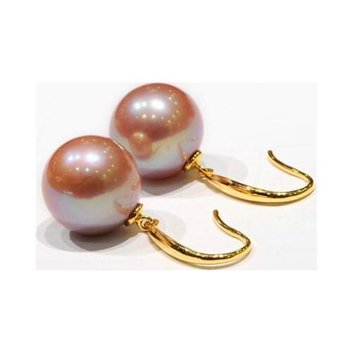 Charming 10-11mm round lavender pearl earring 14k