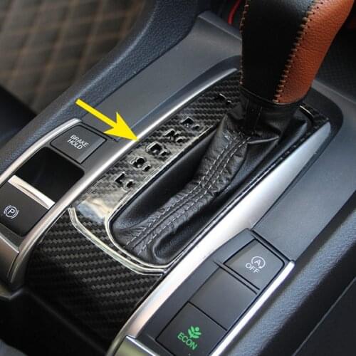Carbon Fiber Look Gear Shift Trims For Honda Civic 2016-2019 10th Sedan Coupe Hatchback Dashboard Gearshift Lever Accessories