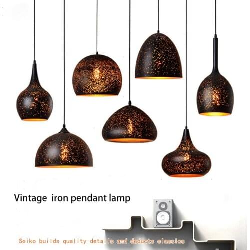 Rust Pendant Lamp Vintage Pendant Lamp Loft Nordic Porous Retro E27 Etching Lampshade Bar Restaurant Lamp Industrial Wind