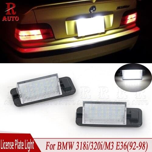 R-Auto 2Pcs LED Number License Plate Light Car Rear Lamp Styling For BMW 318i/320i/M3 E36 1992 1993 1994 1995-1998 63261387047