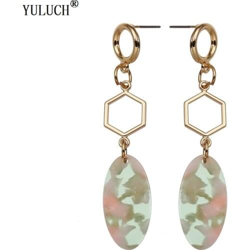 YULUCH Novetly Acrylic Stud Earrings Handmade Hollow Geometric Metal Stud Earrings For Trendy Fashion Jewelry For Woman Girls