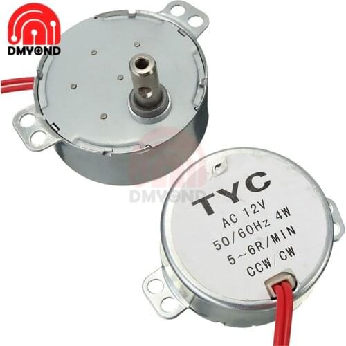 Pro TYC 50 12V 4W 50/60Hz Synchronous Motor 5/6RPM CW CCW Microwave Turntable for Heater/Fan/Christmas Tree /Air Conditioner