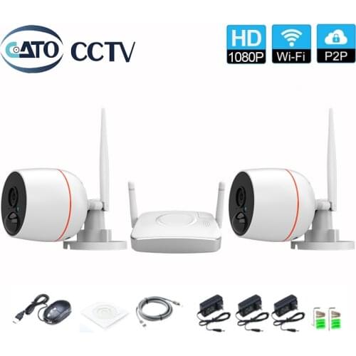 2CH 2MP Wifi NVR kit Mini Home security System HD 1080P H.264 Wireless Support SD Card Slot CCTV System