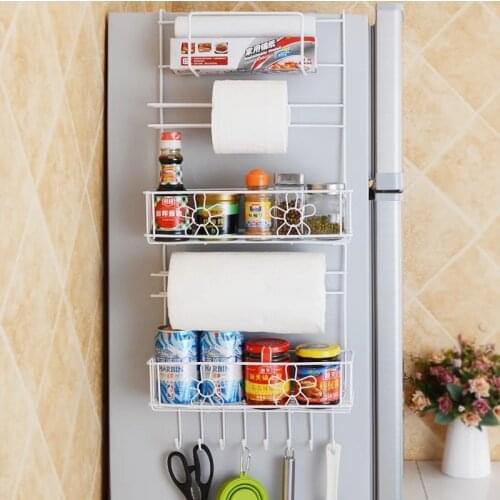 Folding Fridge Storage Multi-Layer Sidewall Holder Kitchen Organizer Refrigerator Rack Fridge Side Shelf Household Hanging Hook