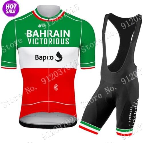 Bahrain Victorious 2021 Cycling Jersey Set Men Italy Champion Sonny Colbrelli Clothing Road Bike Bicycle Bib Shorts Ropa Maillot