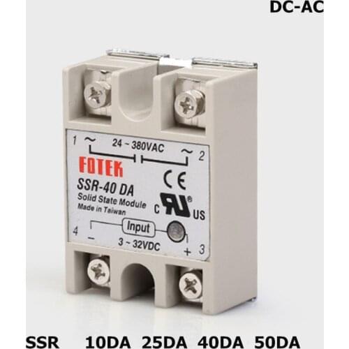 CHUX Solid State Relay 10a 25a 40a 50a 24-380VAC 3-32VDC DC to AC SSR-10DA SSR-25DA SSR-40DA SSR-50DA SSR Relays