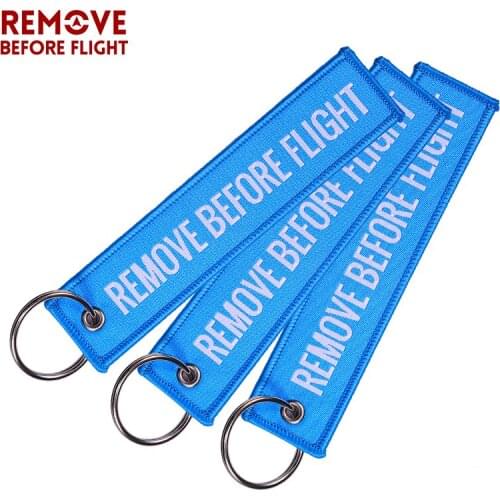 Remove Before Flight Woven Key Tag Special Luggage Tag Label Blue Chain Keychain for Aviation Gifts OEM Keychain Fashion Jewelry
