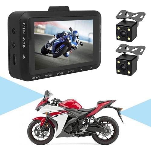 Universal Driving Recorder Night Vision Gravity Sensor 3Inch Dual Camera Durable Motorbike Recorder Dash Cam