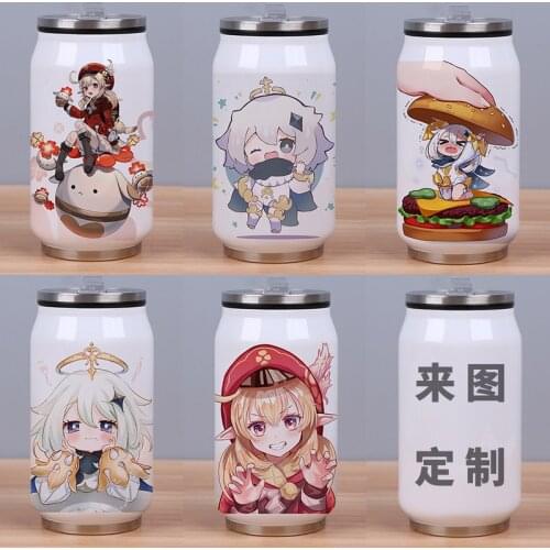 STOCK Genshin Impact Keqing 23 Styles Heat Preservation Cup Easy To Pull Can Stainless Steel Students Custom Water Cup 2021 New