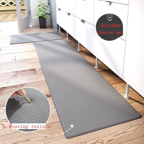 Waterproof oilproof PU leather mat for kitchen Balcony corridor aisle carpet non-slip rug for bathroom Weaving texture floor mat