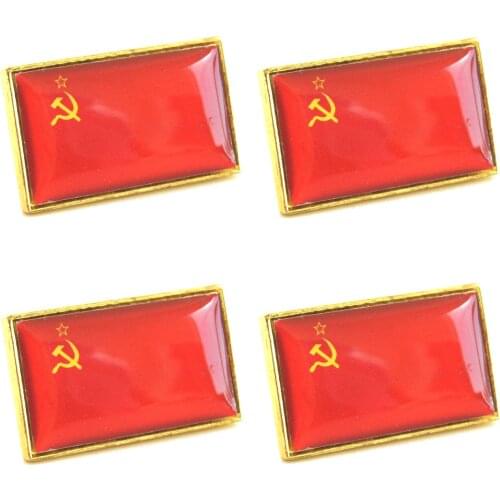 Wholesale 5pcs USSR Rectangle national flag Pin Badge country Lapei Pin 2.5CM X 1.6CM