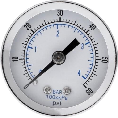 1/8" NPT Air Compressor / Hydraulic Pressure Gauge 0-60 PSI Back Mount 1.5" Face