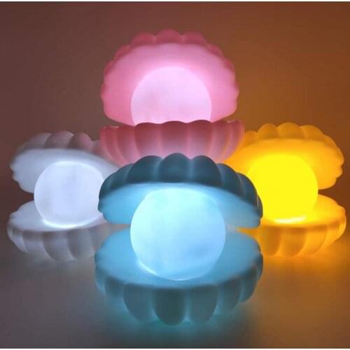 1pcs Shell Pearl Shape Night Light Romantic Lamp Bedside Desktop Decoration Gift Home Ornament