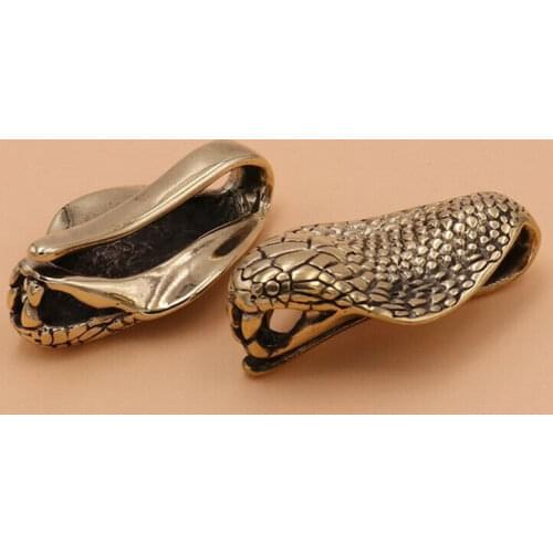 1 piece Solid Brass Retro Belt U Hook Snake Shape Fob Clip Key Ring Wallet Hook