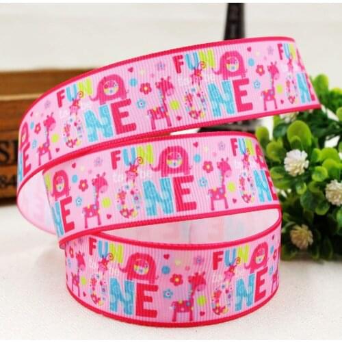 15062712 , 10 yards 1'' width 25mm Pink cartoon animals Series Printed grosgrain ribbon, DIY handmade Hair accessories Material