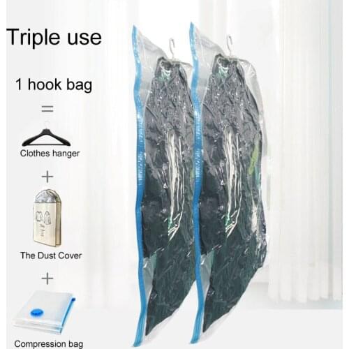 2Pcs/Set Clothes Storage Vacuum Compression Bag Transparent Large Thick Down Jacket Pumping Clothes Sorting Wardrobe Compresse
