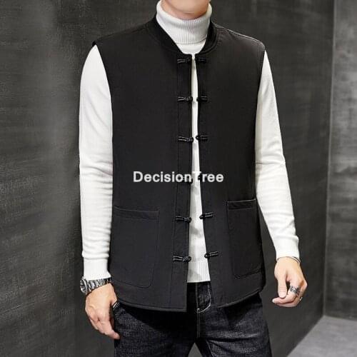 2021 tang suit male top madarin collar traditional chinese clothing men cotton linen retro hanfu vest tang suit chinese vest