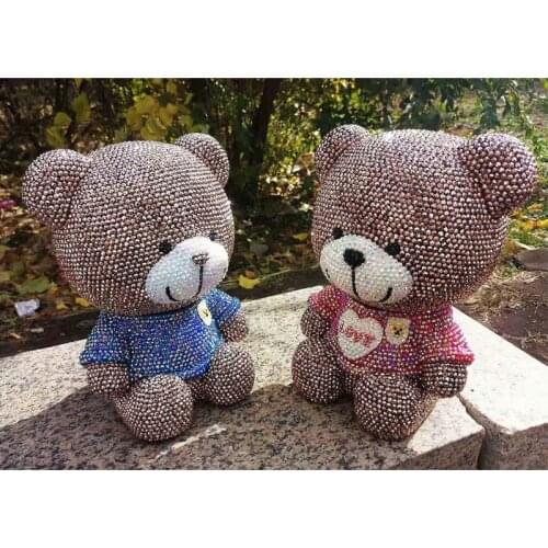 24cm Cute Bear Miniature Shiny Cartoon Piggy Bank Birthday Gifts for Kids Home Decor Accessories for Living Room Bears Figurine