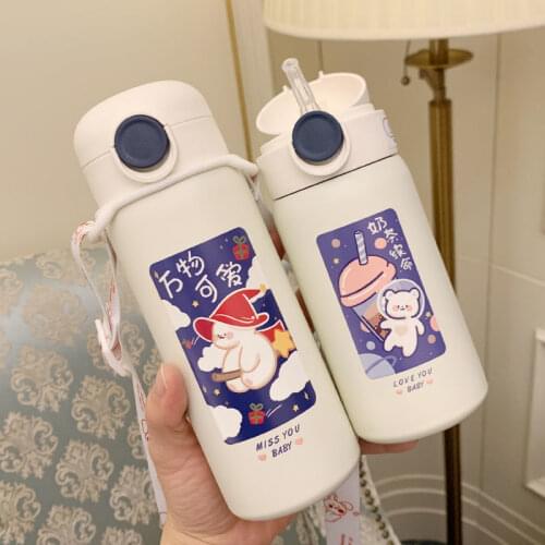 350/450ml Cartoons Stainless Steel Vacuum Flask Coffee Tea Milk Travel Mug Gift Cute Bear Water Bottle Insulated Thermos Cup