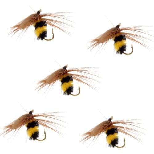 5Pcs Lifelike Honey Bee Fly Bumble Bee Fly Fishing Flies Trout Bionic Bee