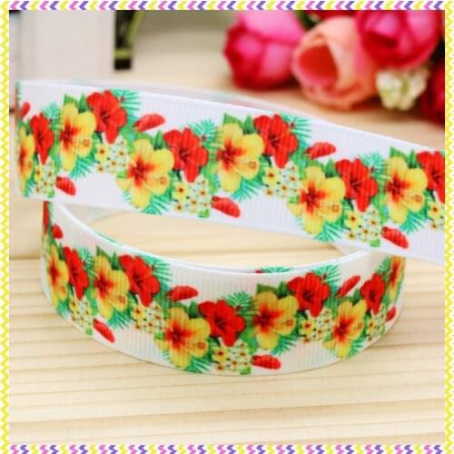7/8'' Free shipping flowers printed grosgrain ribbon headwear hair bow diy party decoration wholesale OEM 22mm B994