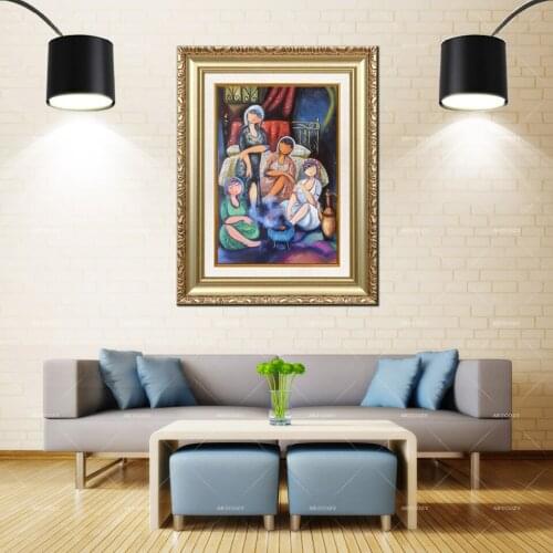 Artcozy Golden Frame Abstract Iraqi Oil Painting Waterproof Canvas Printing