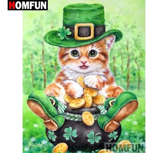 HOMFUN 5D DIY Diamond Painting Full Square/Round Drill "Cartoon cat" 3D Embroidery Cross Stitch gift Home Decor A01989