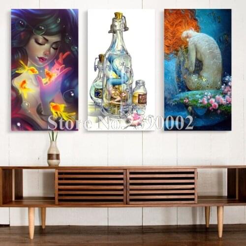 DIY 5D Diamond Painting cross stitch Mermaid girl & beauty Posters sets embroidery beading family sticker handmade Wall Stickers