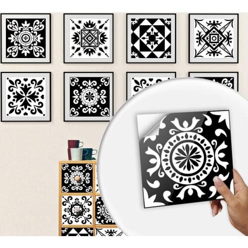 Black And White Tiles Stickers Kitchen Oil-proof Wardrobe Bathroom Art Mural Surface Crystal Film Peel & Stick PVC Wall Sticker